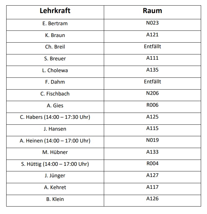 Elternsprechtag am 30.10.2026 - Gymnasium Calvarienberg
